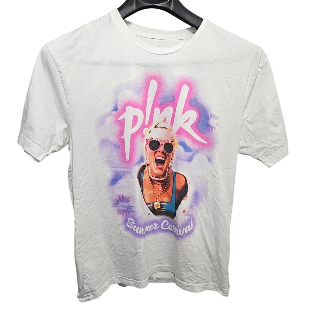 P!nk Summer Carnival 2023‎ Tour T-Shirt PINK Large White Graphic Concert Tee L